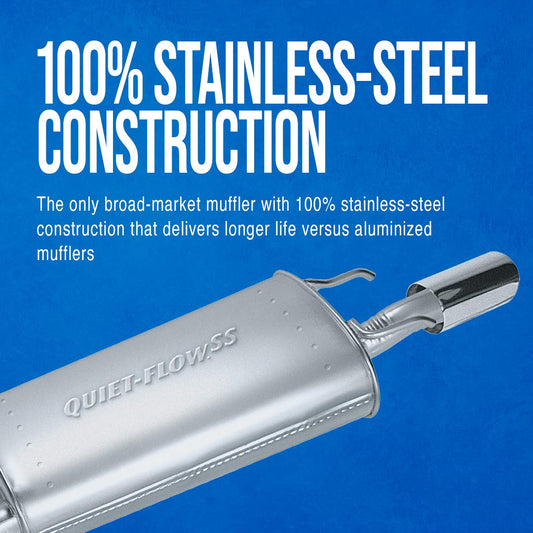 Walker Quiet-Flow SS 21602 Direct Fit Exhaust Muffler 2.5" Inlet (ID) 2.25" Outlet (ID) for Jeep Liberty