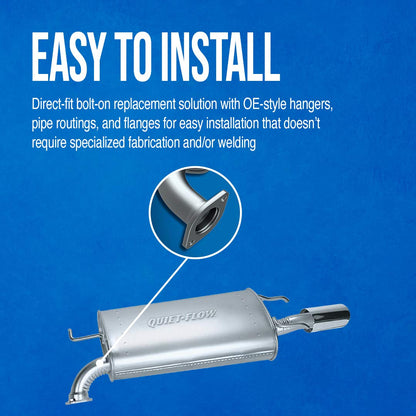 Walker Quiet-Flow SS 21544 Direct Fit Exhaust Muffler 2.5" Inlet (ID) 2.25" Outlet (ID) for Jeep Grand Cherokee