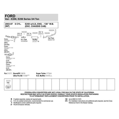 Walker SoundFX 18819 Direct Fit Exhaust Muffler 2.5" Inlet (ID) 2.5" Outlet (ID) for Ford E-250