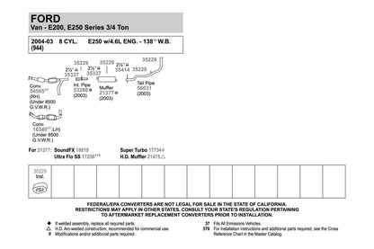 Walker SoundFX 18819 Direct Fit Exhaust Muffler 2.5" Inlet (ID) 2.5" Outlet (ID) for Ford E-250