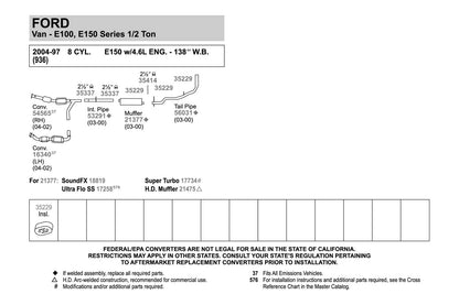 Walker SoundFX 18819 Direct Fit Exhaust Muffler 2.5" Inlet (ID) 2.5" Outlet (ID) for Ford E-250